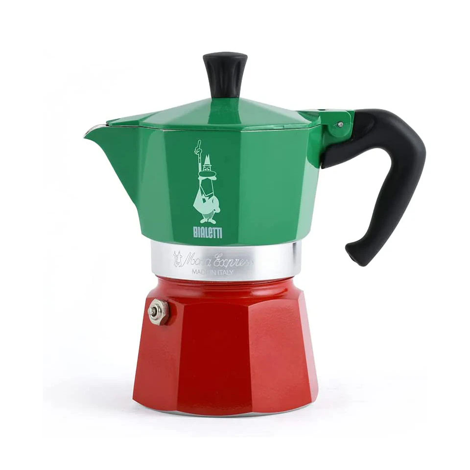 Μπρίκι Espresso Bialetti 0005322 Moka Express Tricolore 0,13lt 3cups Πράσινο,Κόκκινο