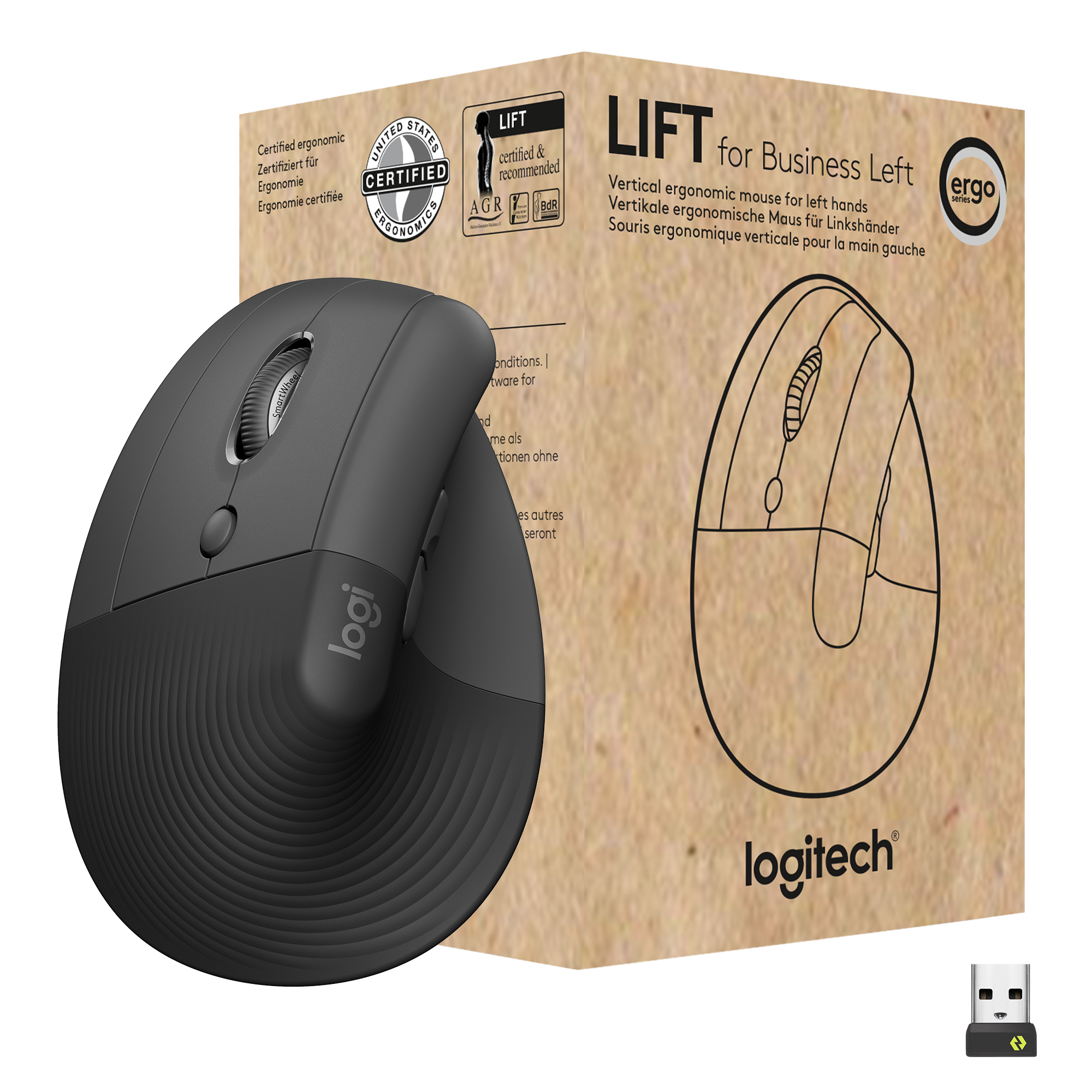 Logitech Lift for Business ποντίκι Αριστερού χεριού RF Wireless + Bluetooth Οπτικός 4000 DPI