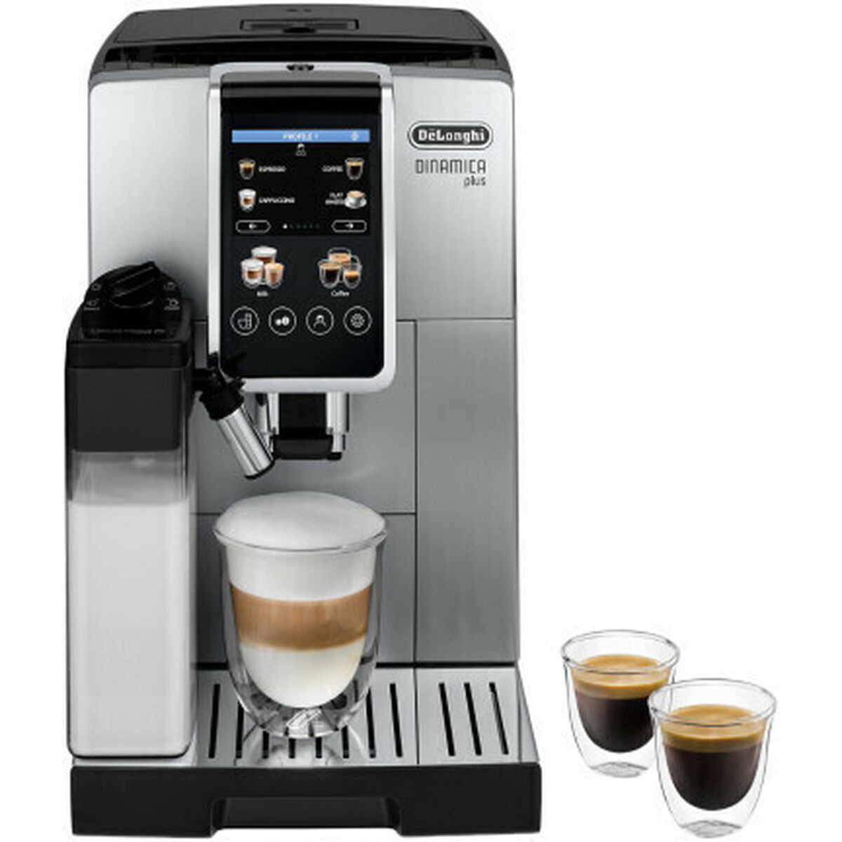 Μηχανή Espresso DeLonghi Dinamica Plus ECAM 380.85.SB 1450W Πίεσης 15bar για Cappuccino με Μύλο Άλεσης Ασημί