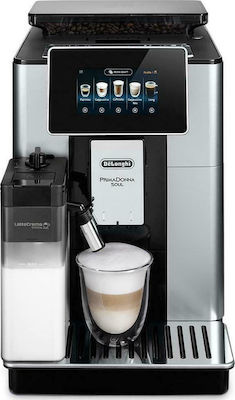Μηχανή Espresso De’Longhi PrimaDonna ECAM610.55.SB 1450W Πίεσης 19bar για Cappuccino με Μύλο Άλεσης Ασημί