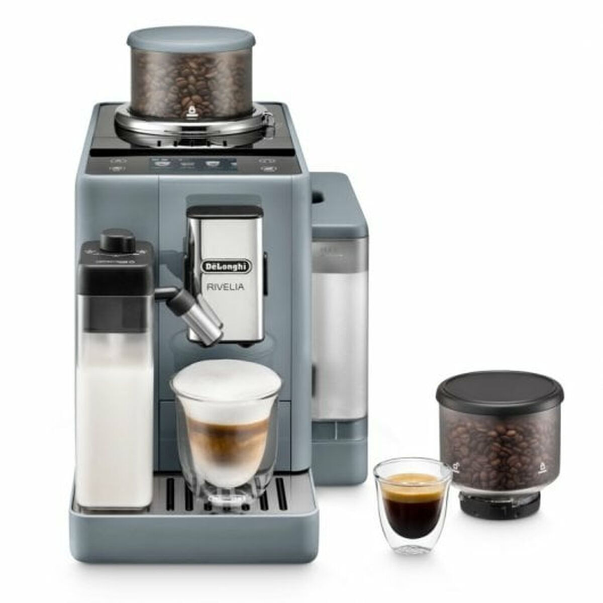 Μηχανή Espresso De’Longhi Rivelia EXAM440.55.g 1450W Πίεσης 19bar για Cappuccino με Μύλο Άλεσης Γκρι 1,4 L