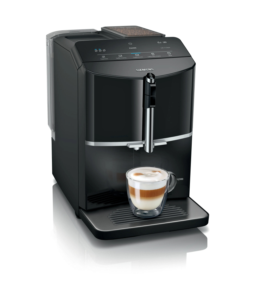 Μηχανή Espresso Siemens EQ.300 TF301E19 αυτόματη 1300W Πίεσης 15bar με Μύλο Άλεσης Μαύρη 1,4 L