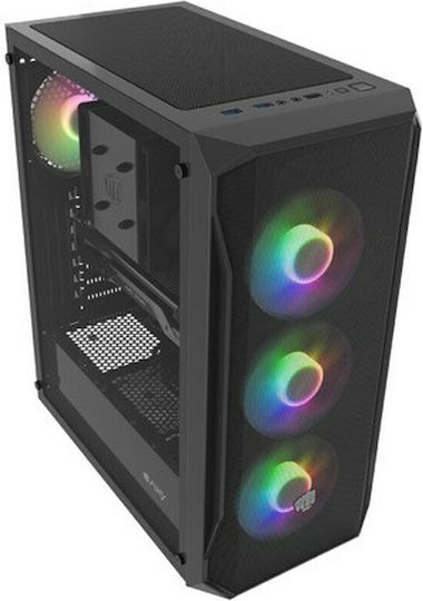 Natec Fury Shobo SH4F Gaming Midi Tower Κουτί Υπολογιστή με Πλαϊνό Παράθυρο και RGB Φωτισμό Μαύρο NFO-2154