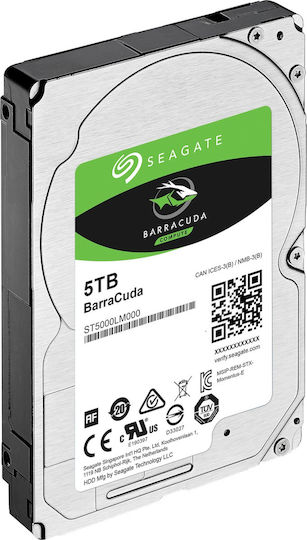 Seagate Barracuda 5TB HDD Σκληρός Δίσκος 2.5" SATA III 5400rpm με 128MB Cache για Desktop / Laptop ST5000LM000