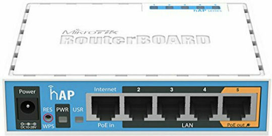 Router WiFi 4 Mikrotik hAP (RB951Ui-2nD) 2 4GHz(2x2) 5p