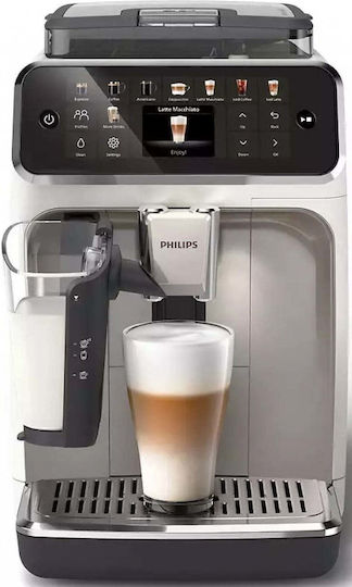 Philips Series 5500 Αυτόματη Μηχανή Espresso 1500W Πίεσης 15bar για Cappuccino με Μύλο Άλεσης Λευκή