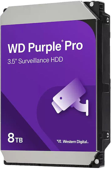 Western Digital Purple Pro Smart Video 8TB HDD Σκληρός Δίσκος 3.5" SATA III 7200rpm με 256MB Cache για Server / Καταγραφ
