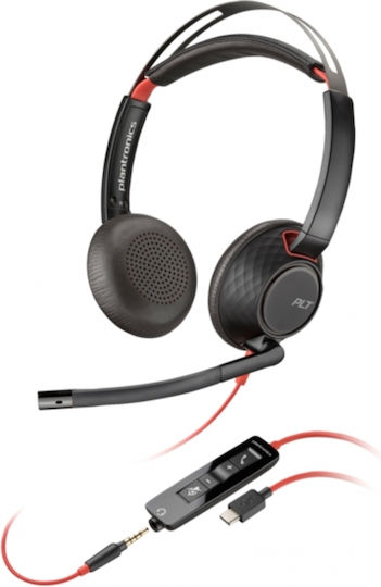 POLY Στερεοφωνικά ακουστικά Blackwire 5220 USB-C +υποδοχή 3.5mm +Προσαρμογέας USB-C/A