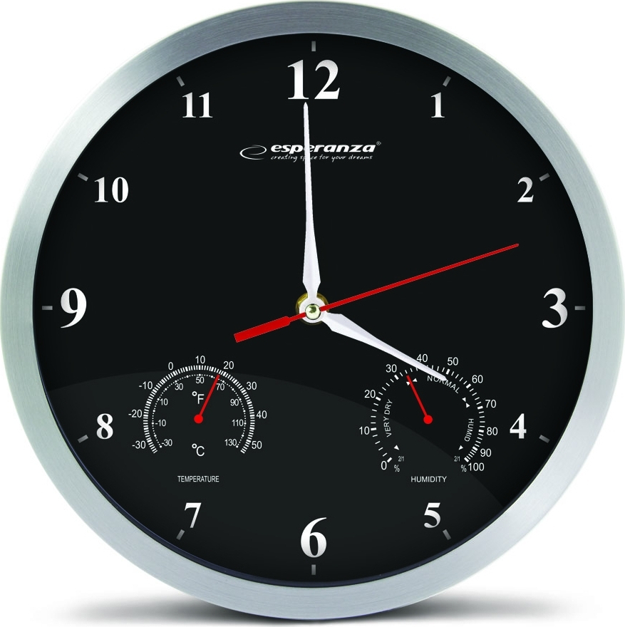Esperanza EHC008K Washington Black Ρολόι Τοίχου Round Black