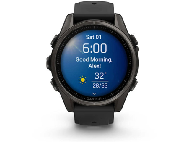 Garmin Fenix 8 Titanium 43mm Αδιάβροχο Smartwatch με Παλμογράφο (Sapphire, Carbon Grey Dlc Titanium With Black/pebble Gr