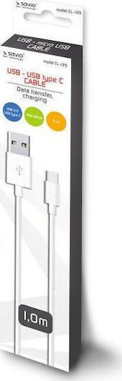 Savio CL-125 USB cable 1 m USB 2.0 USB A USB C White