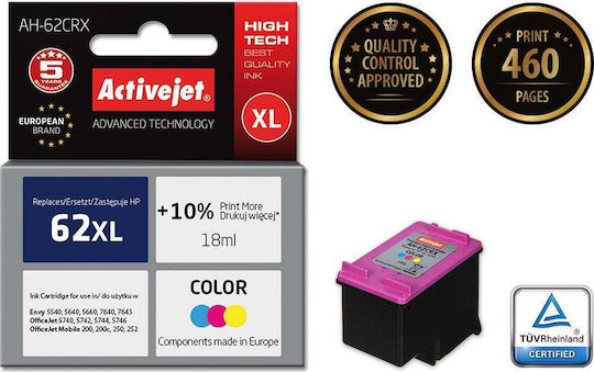 Activejet AH-62CRX ink (replacement for HP 62XL C2P07AE; Premium; 18 ml; color)