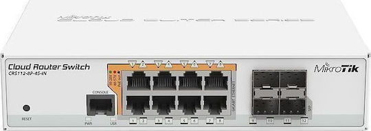 Switch Mikrotik CRS112-8P-4S-IN 12p PoE (PoE+: 8;) 78W Managed Gigabit