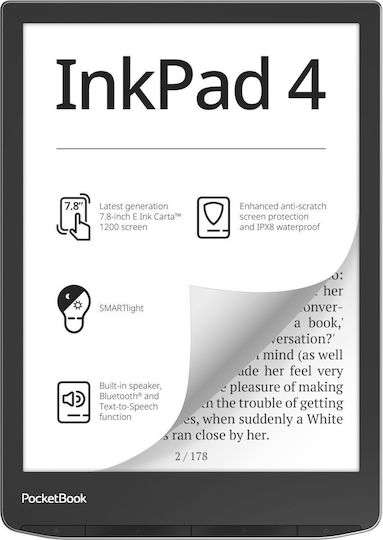 PocketBook InkPad 4 e-book reader Touchscreen 32 GB Wi-Fi Black, Silver
